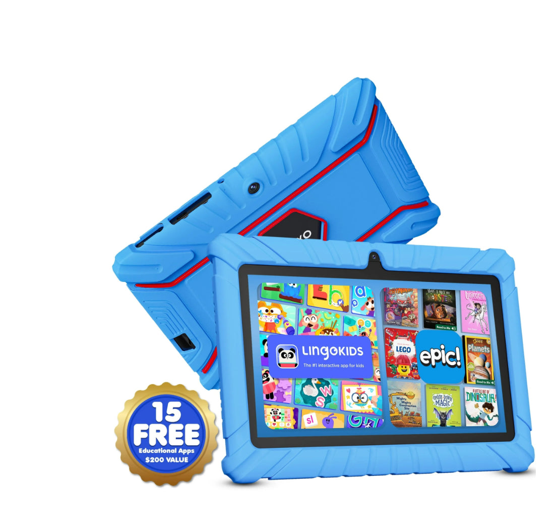 Contixo 7" Kids Tablet, Ages 3-7, Epic and Lingokids, Childproof Case, Android Tablet, Parental Controls, 32GB - Blue