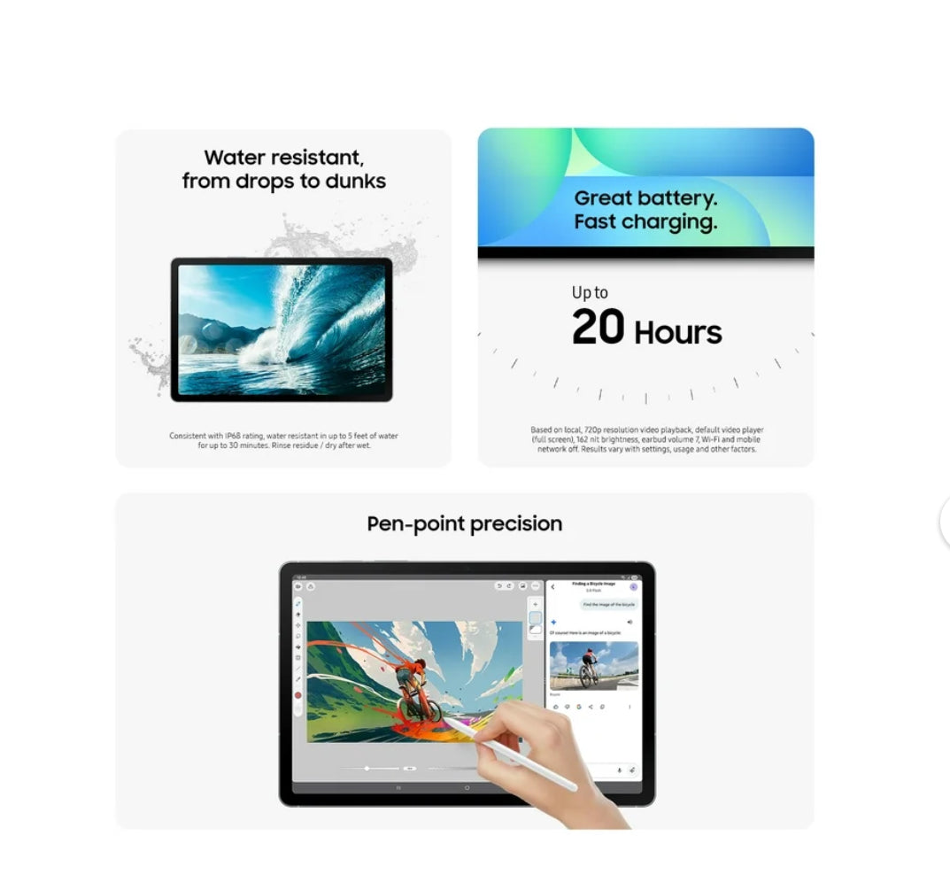 Samsung Galaxy Tab S10 FE Tableta de Pantalla Ancha de 10,9” con Bolígrafo S, 256 GB, Android, Plateada