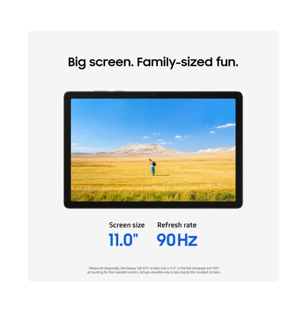 Samsung Galaxy Tab A11+ Widescreen Tablet, 128GB, Android 16, Silver