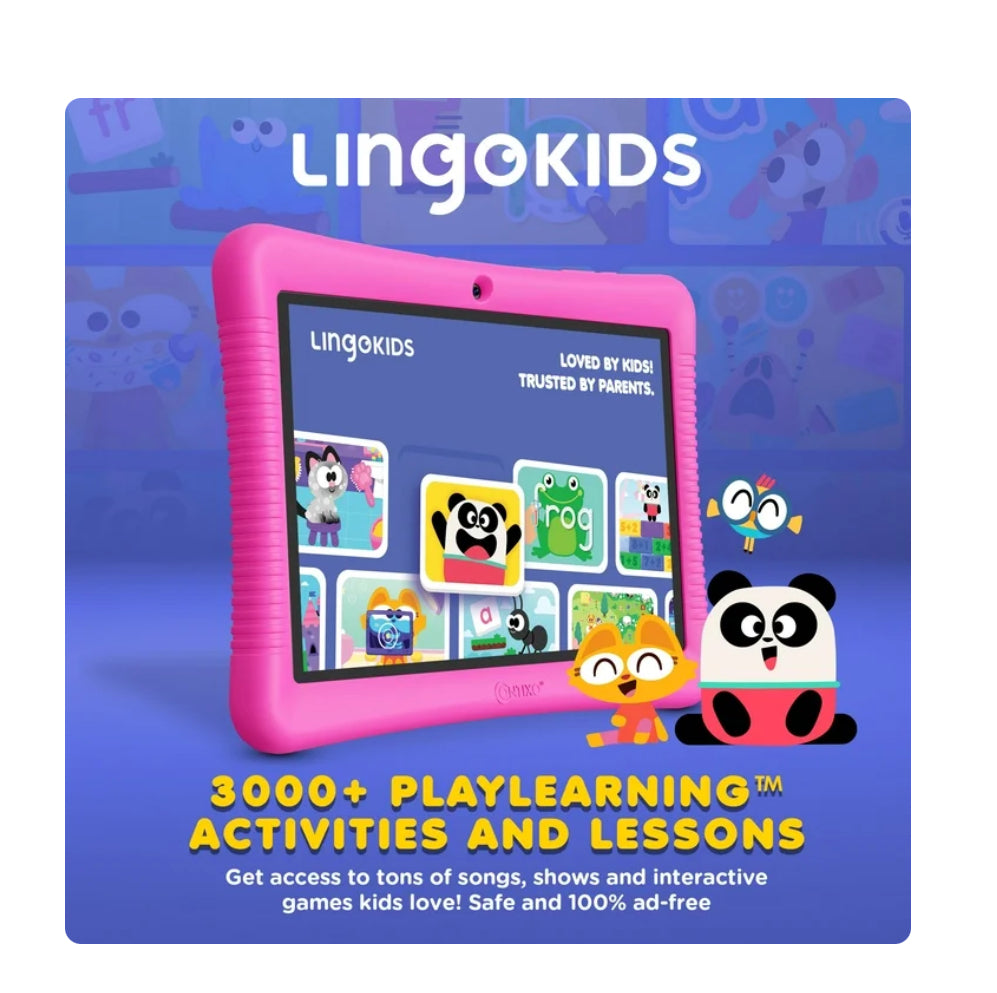 Contixo Model 2025 10" Kids Tablet with Epic! and Lingokids, Educational Android Tablet for Children Ages 3-12, 32GB, Parental Controls, Kid-Proof Case with Stand - Pink