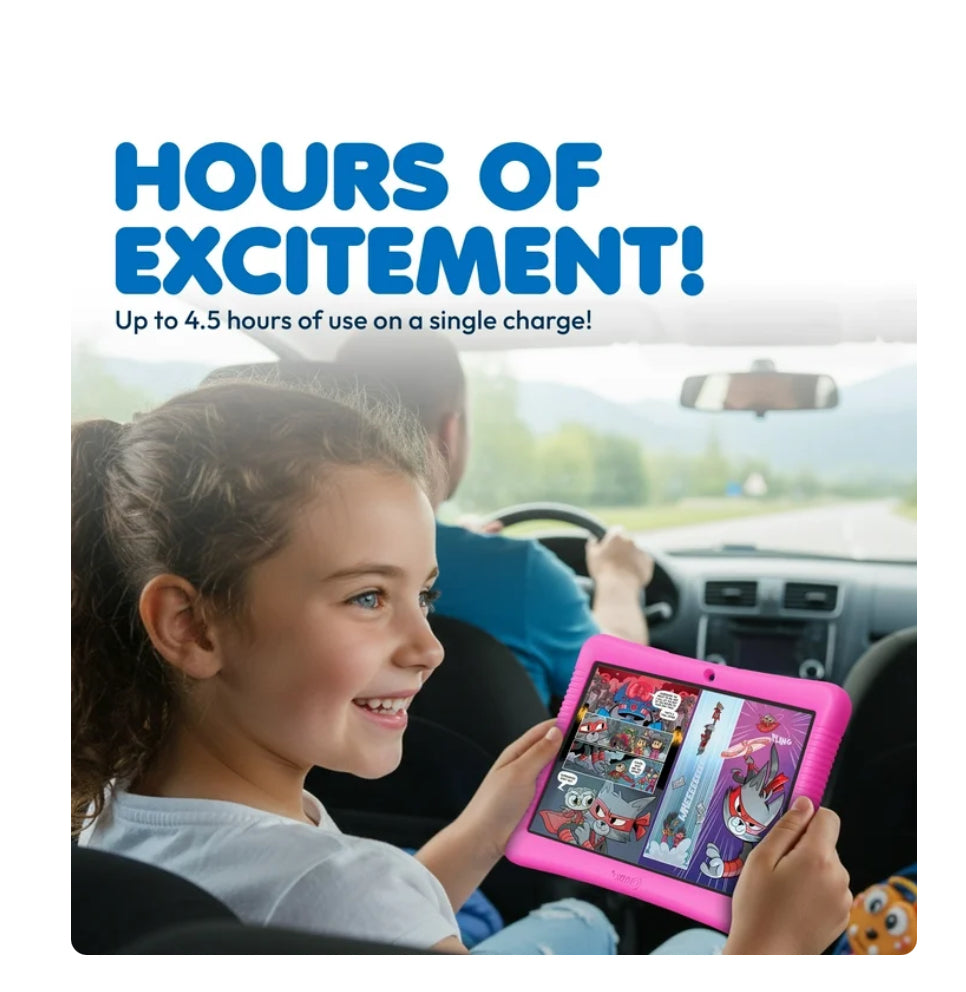 Contixo Model 2025 10" Kids Tablet with Epic! and Lingokids, Educational Android Tablet for Children Ages 3-12, 32GB, Parental Controls, Kid-Proof Case with Stand - Pink